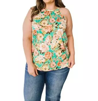 Топ Fiddle Dee Dee Floral Halter в бирюзовом цвете Haptics