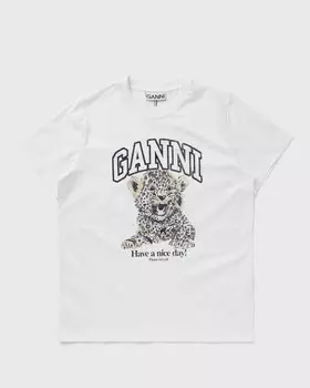Топ Ganni Basic Jersey Leopard Relaxed Tee, цвет leopard
