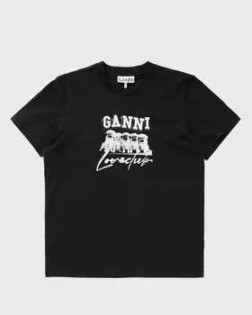 Топ Ganni Thin Jersey Puppy Love Relaxed Tee, черный