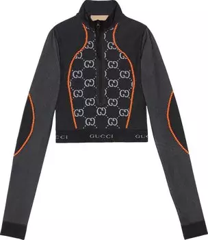 Топ Gucci GG Jersey Jacquard Cropped Top Black/Orange, черный