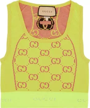 Топ Gucci GG Jersey Jacquard Sleeveless Top Fluorescent Yellow/Pink