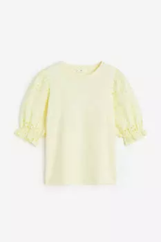 Топ H&amp;M Eyelet Embroidery, светло-жёлтый
