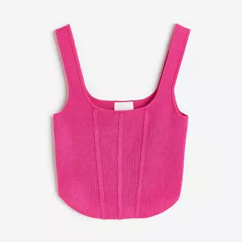 Топ H&M Fine-knit Corset-style, вишнёвый