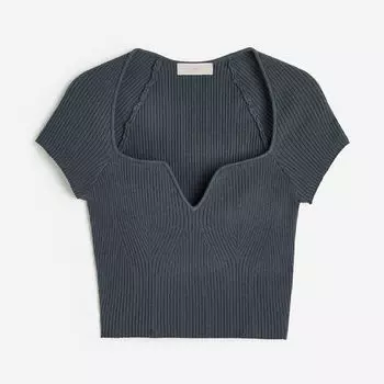 Топ H&M Rib-knit, серо-зелёный