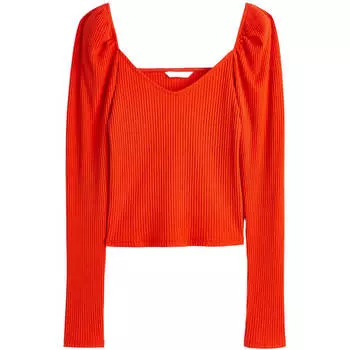 Топ H&amp;M Ribbed Shor, оранжевый