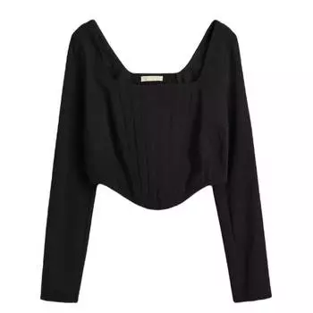 Топ H&amp;M Viscose-blend Corset-style, черный