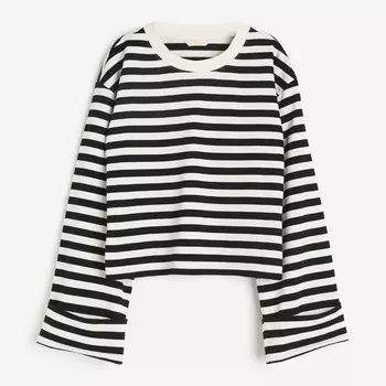 Топ H&M Cotton, кремовый/черный
