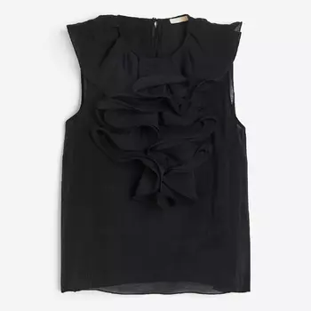 Топ H&M Flounce-trimmed, черный