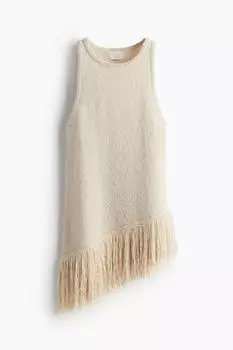Топ H&M Fringe-trimmed, светло-бежевый