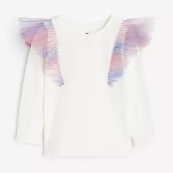 Топ H&M Kids Ruffle-trimmed, белый/розовый