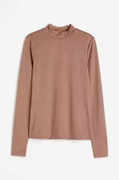 Топ H&M Rhinestone-embellished, темно-бежевый