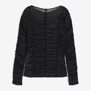 Топ H&M Ruched Mesh, черный