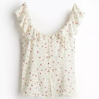 Топ H&M Ruffle-trimmed, кремовый