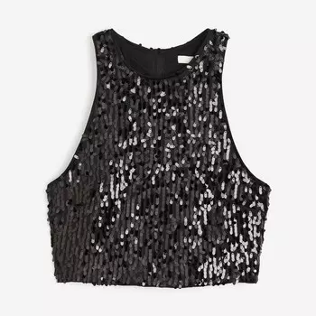 Топ H&M Sequined Crop, черный