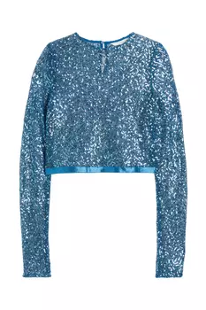 Топ H&M Sequined Crop, синий