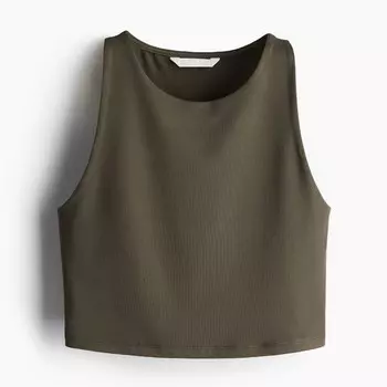 Топ H&M Short Microfiber, темно-зеленый