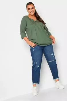 Топ Henley со складками Yours, зеленый