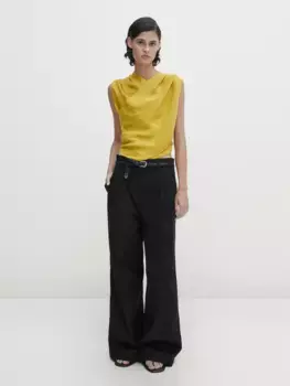 Топ из 100% льна Massimo Dutti, желтый