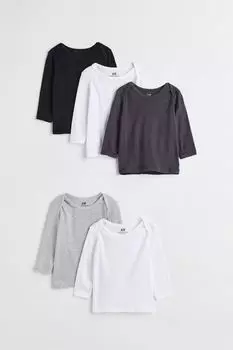 Топ из 5 хлопков H&M, серый/белый/черный