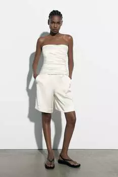 Топ из атласа ZARA, белый