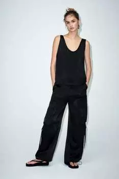 Топ из атласа ZARA, черный