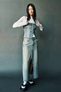 Топ из денима trf ZARA, синий