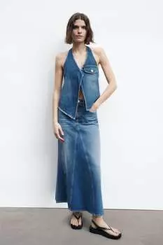 Топ из денима trf ZARA, синий