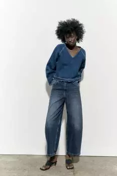 Топ из денима zw ZARA, синий