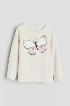 Топ из джерси с принтом H&M, белый