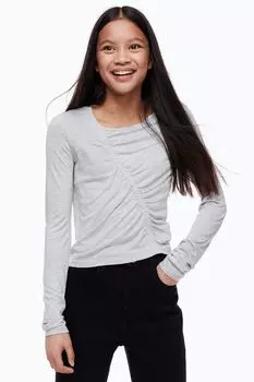 Топ из джерси со сборками H&M, светло-зеленый