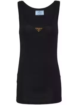 Топ из джерси в рубчик Prada, черный