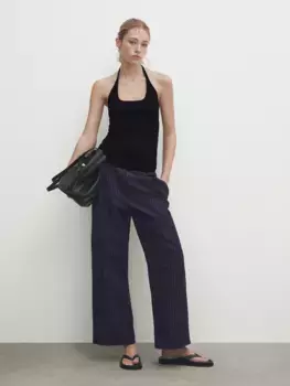 Топ из хлопка с квадратным вырезом Massimo Dutti, черный