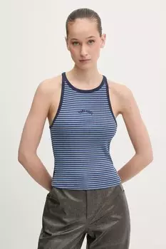 Топ из хлопка Superdry, темно-синий