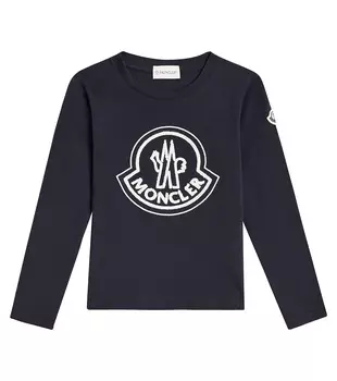Топ из хлопкового джерси Moncler Enfant, синий