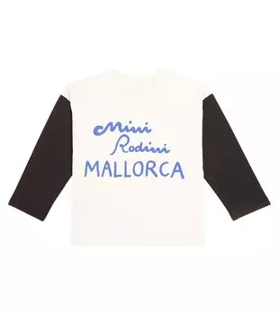 Топ из хлопкового джерси с принтом Mallorca Mini Rodini, белый