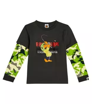 Топ из хлопкового джерси Woodland Camo Baby Milo BAPE, разноцветный