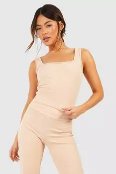 Топ из мятого ребра Boohoo, серый