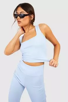 Топ из мятого ребра Boohoo, синий