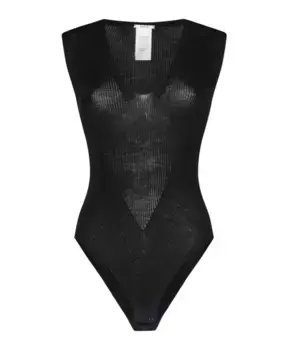 Топ из сетки в рубчик S образной формы Wolford, черный