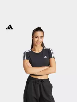 Топ короткий Adidas с круглым вырезом, белый