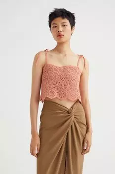 Топ вязаный крючком H&M, абрикосовый