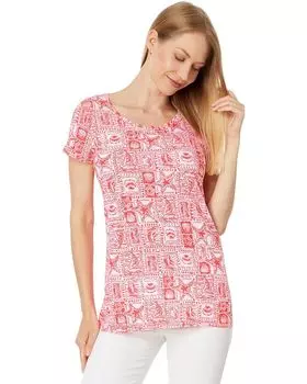 Топ Lilly Pulitzer Etta Scoop-Neck Top, цвет Mizner Red Seaside Harbour