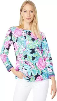 Топ Lilly Pulitzer Everlynn UPF 50+ Top, цвет Onyx Jaguar Jungle Engineered Chilly Lilly