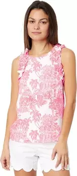 Топ Lilly Pulitzer Kailee Sleeveless Ruffle Top, цвет Resort White Pb Anniversary Toile