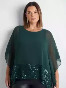 Топ Live Unlimited Curve Chiffon Sequin Hem, зеленый