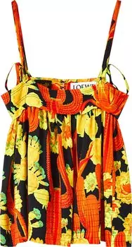 Топ Loewe Cactus Print Top 'Black/Orange/Gold', черный