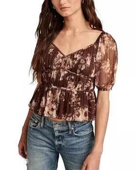 Топ Lucky Brand Mesh Date Night Top, цвет Brown Floral
