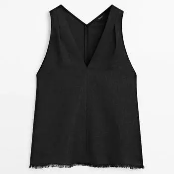 Топ Massimo Dutti Black Frayed, черный