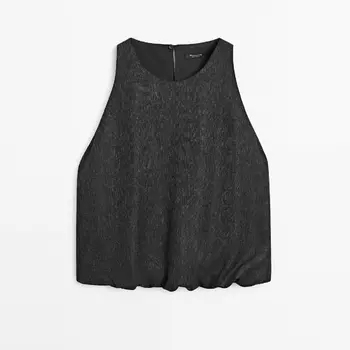 Топ Massimo Dutti Elastic Hem, серый