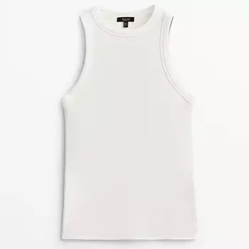 Топ Massimo Dutti Ribbed Halter, кремовый